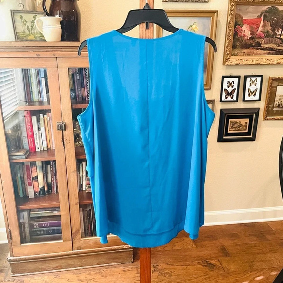 Kim Rogers women’s plus sleeveless flutter shell blouse SZ 1X turquoise - Picture 5 of 6